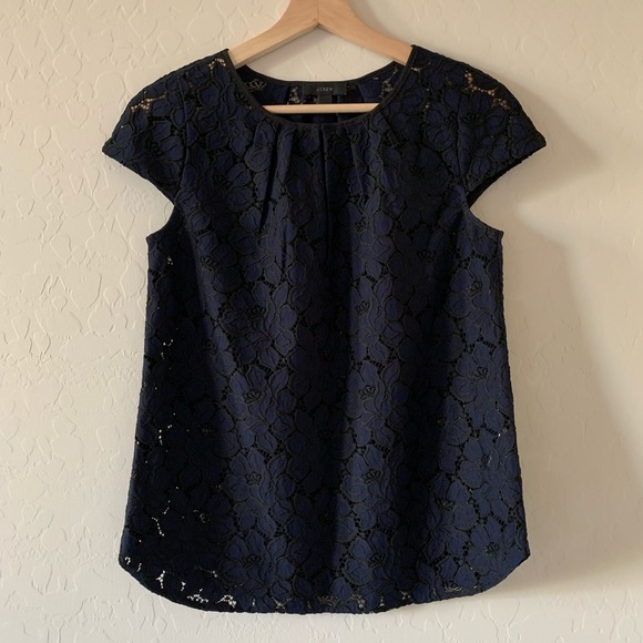 J. Crew Lace Capped Sleeve Top - Picture 2 of 8